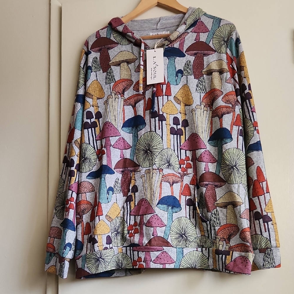 NWT LA Soul Colorful Mushroom Pattern Hoodie 2X